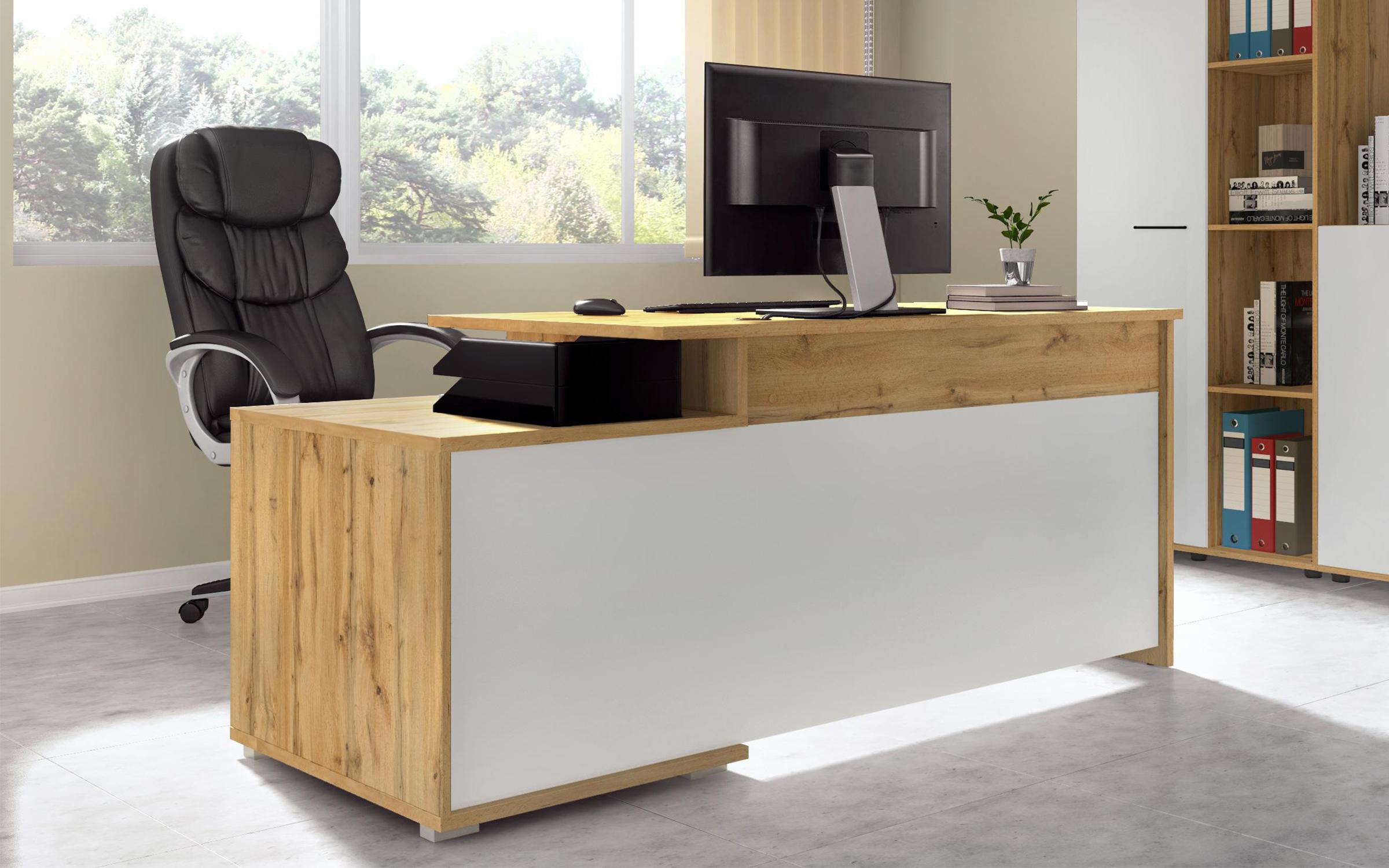 Desk Ivel 4, Wotan oak + white  1